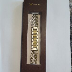 Wearlizer Mens Gold And Silver Tone Watch Band NEW